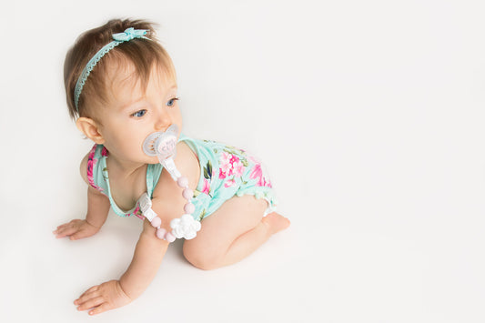 Vesta Baby silicone pacifier clips for teething baby girls