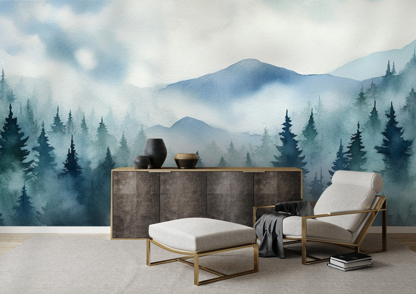 Tranquil Peel and Stick Mountain Wall Decal for Nature-Inspired Interiors
