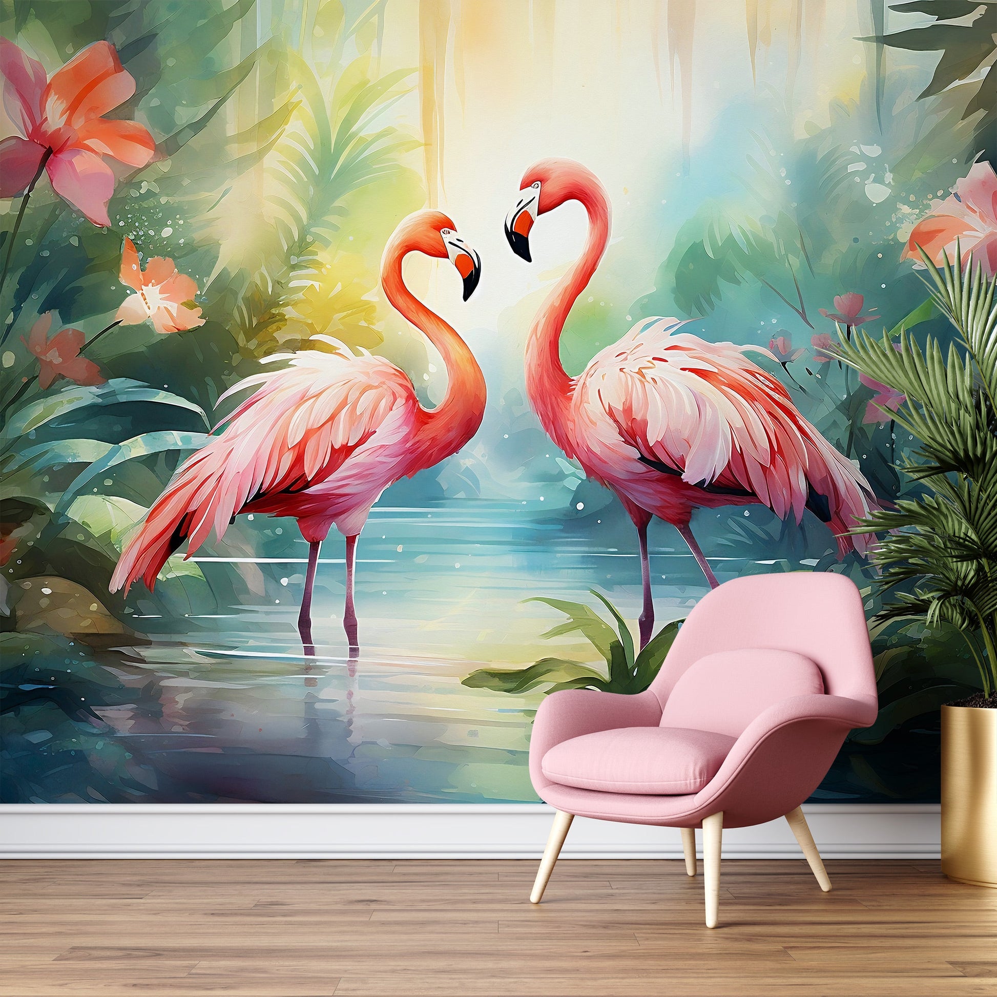 Handcrafted Tropical Removable Mural for Unique and Artistic Spaces
