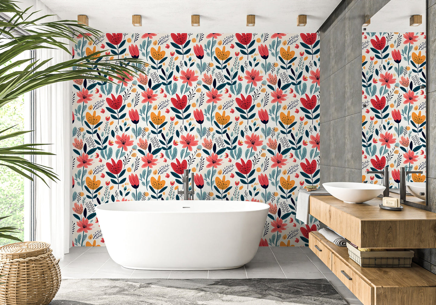 Elegant Peel and Stick Funky Floral Wallpaper