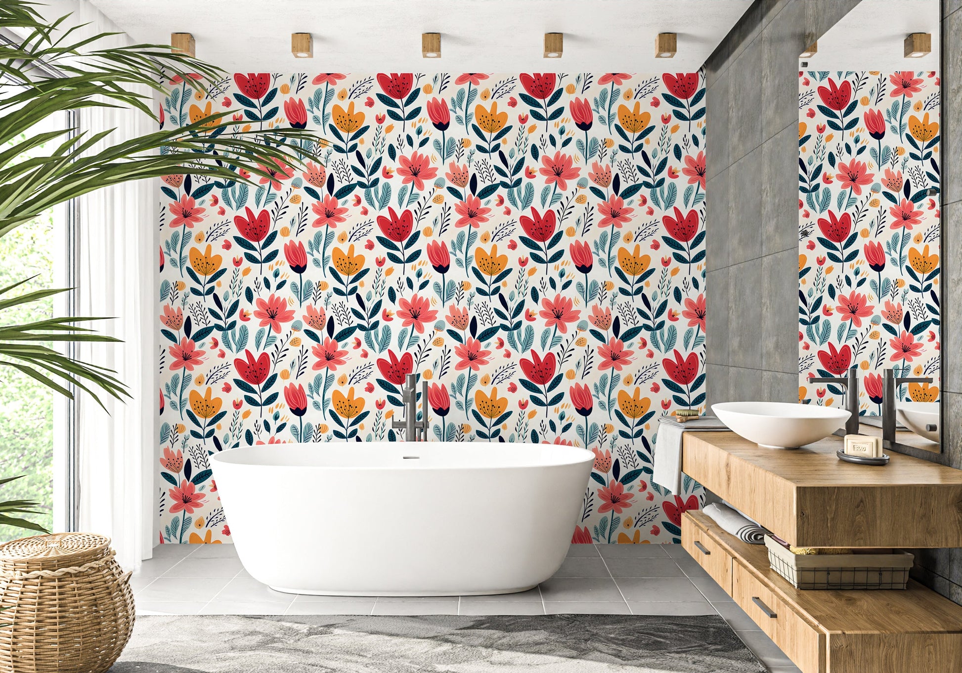 Elegant Peel and Stick Funky Floral Wallpaper