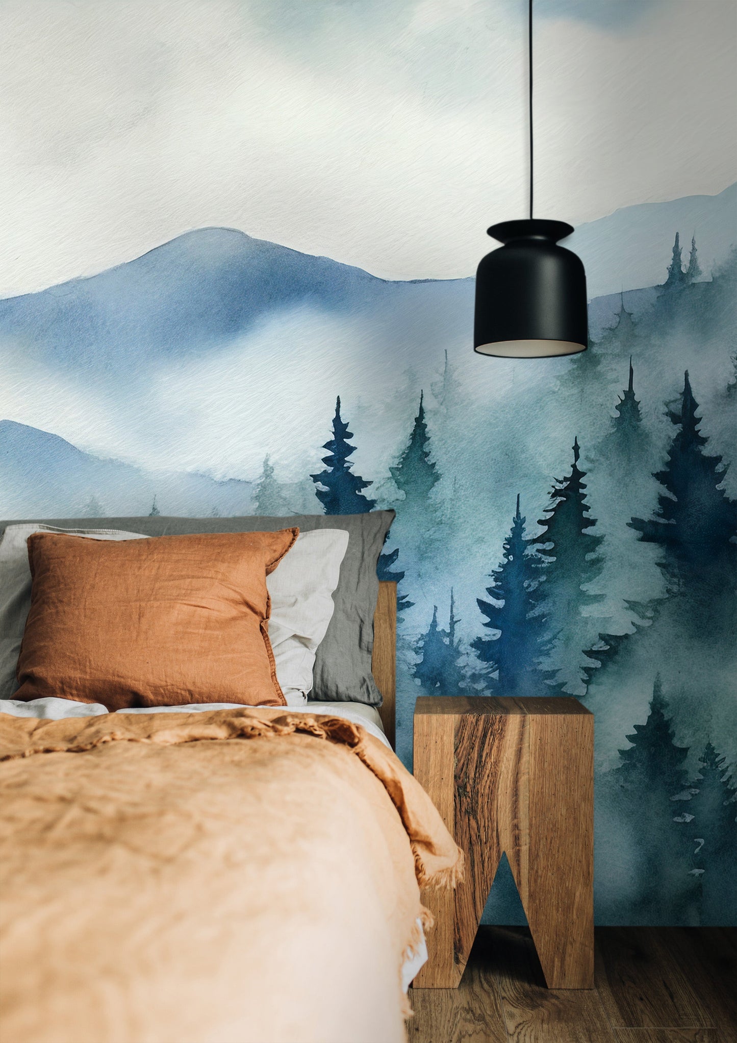 Eco-Conscious Misty Forest Wallpaper Mural for Sustainable and Chic Home Interiors