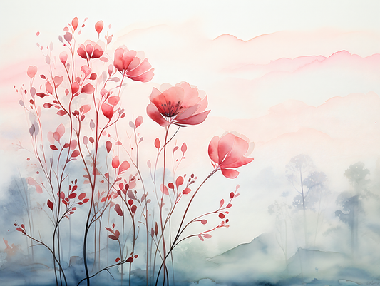 Nature-Inspired Flowers and Leaves Wall Mural