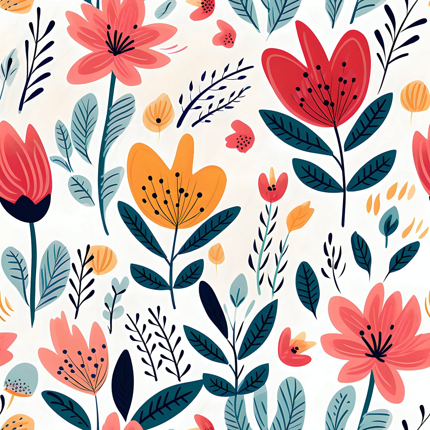Handcrafted Colorful Funky Floral Wall Mural