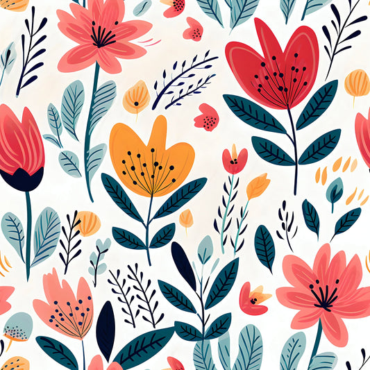 Handcrafted Colorful Funky Floral Wall Mural