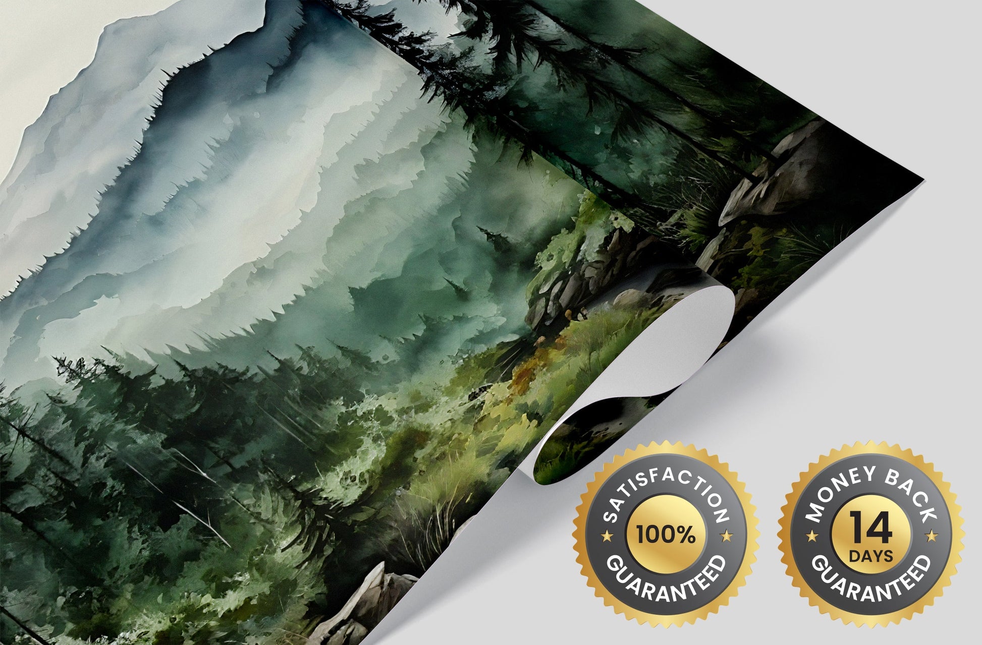 Watercolor Foggy Forest Wall Art - Eco-Friendly Home Decor
