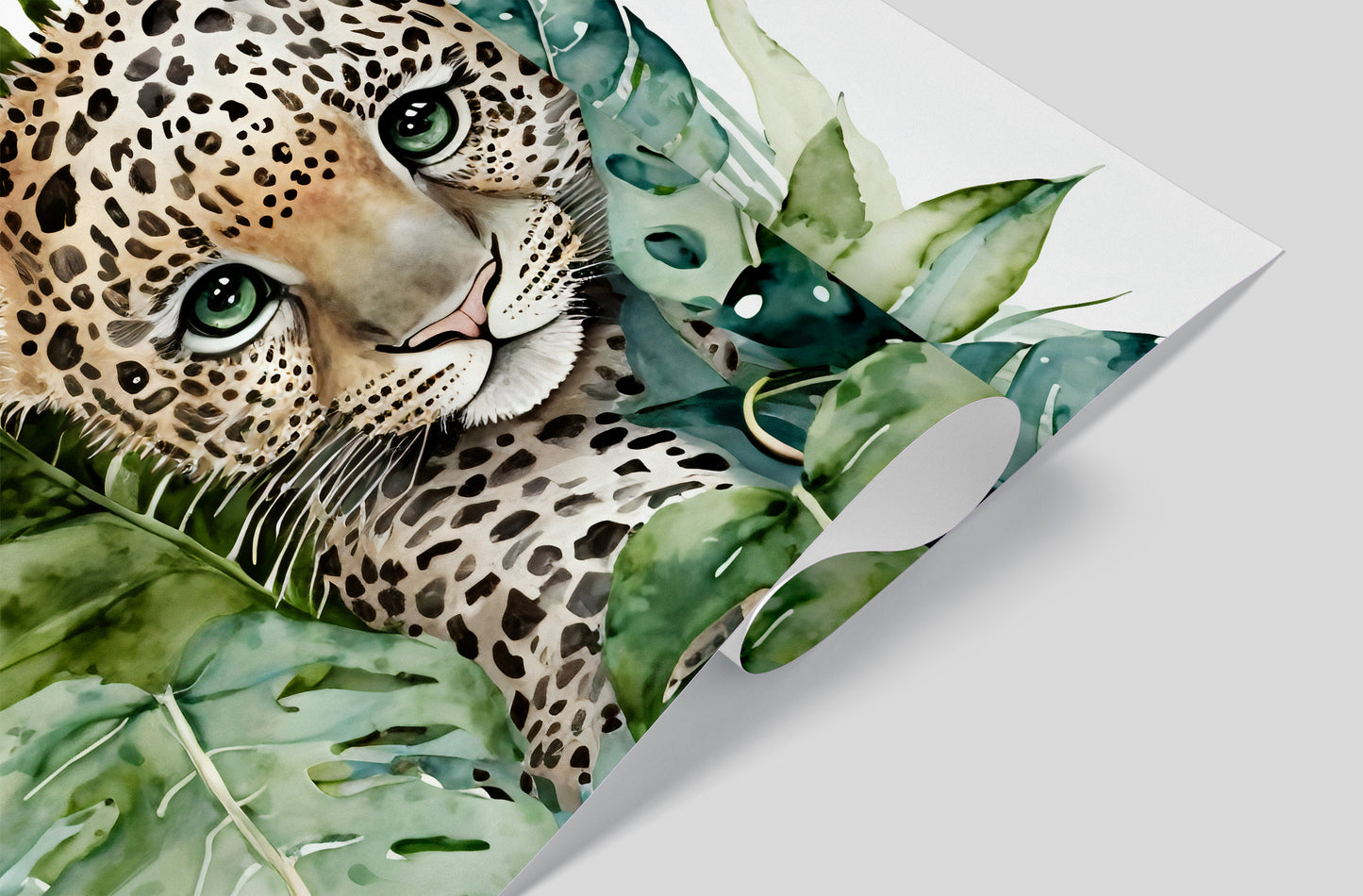 Watercolor Baby Leopard Cub Mural