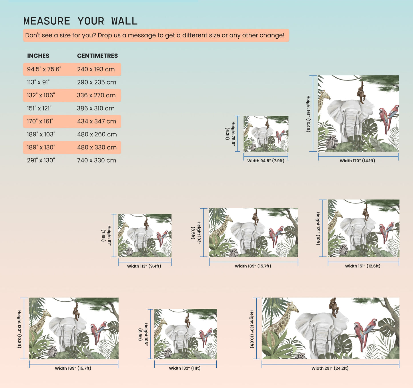Vibrant Animals Wallpaper Mural for Children's Room Decoration