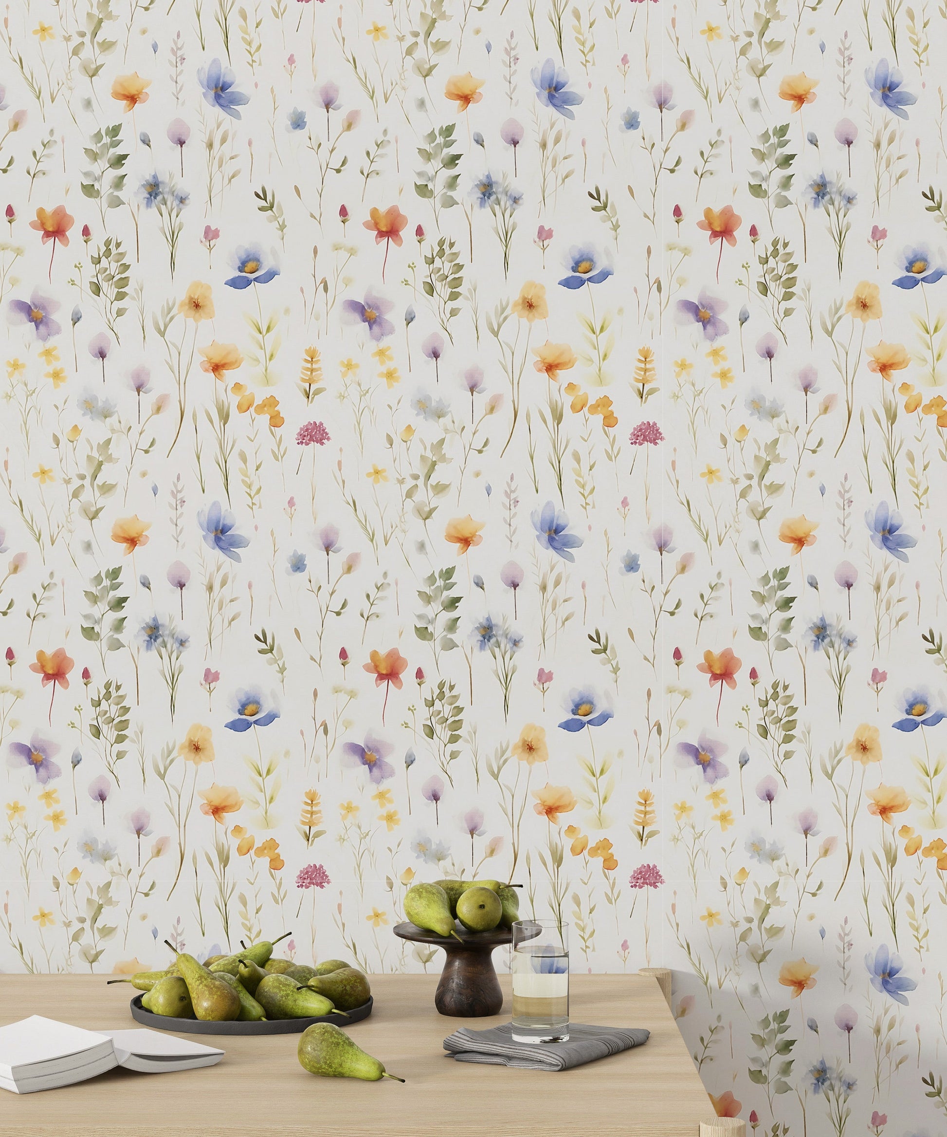 Vibrant Botanical Floral Wall Paper - Nature-Inspired Theme