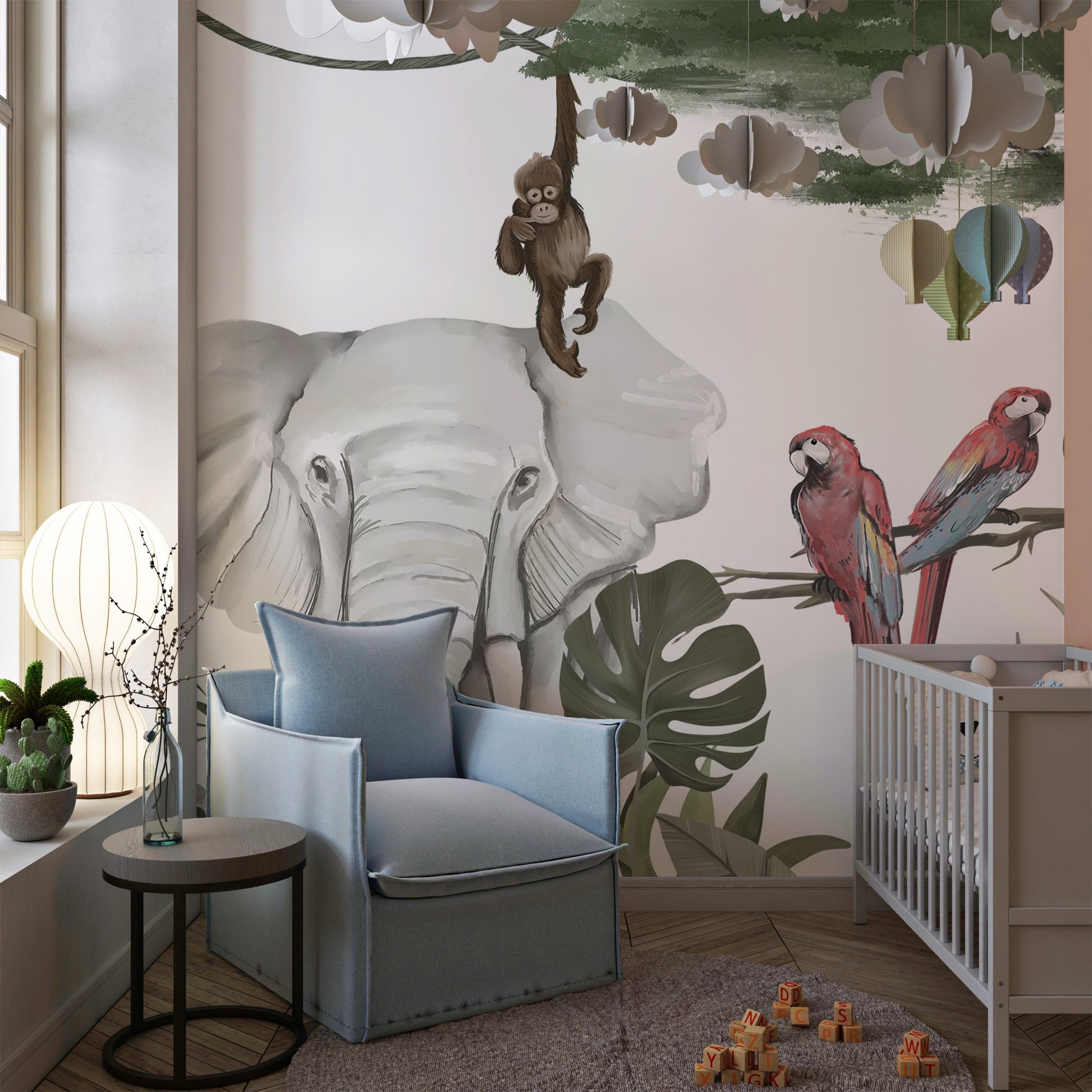 Safari Themed Peel and Stick Wallpaper for Playful Nursery Decor