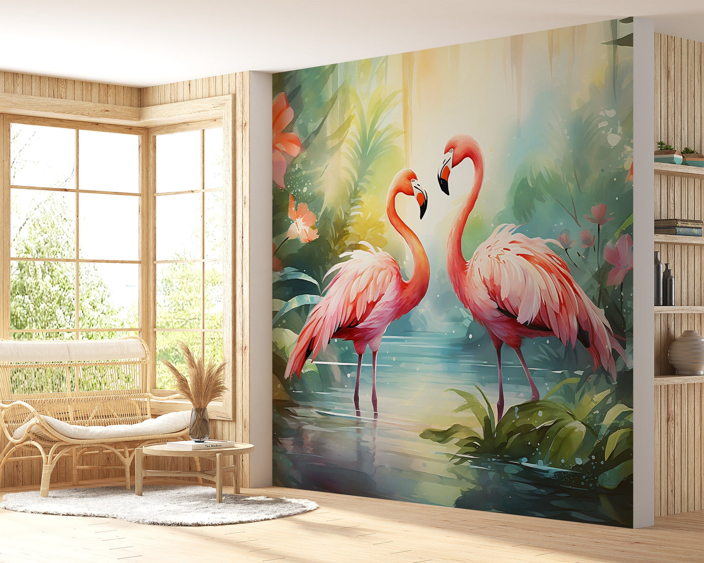 Self Adhesive Flamingo Wallpaper for Effortless Styling