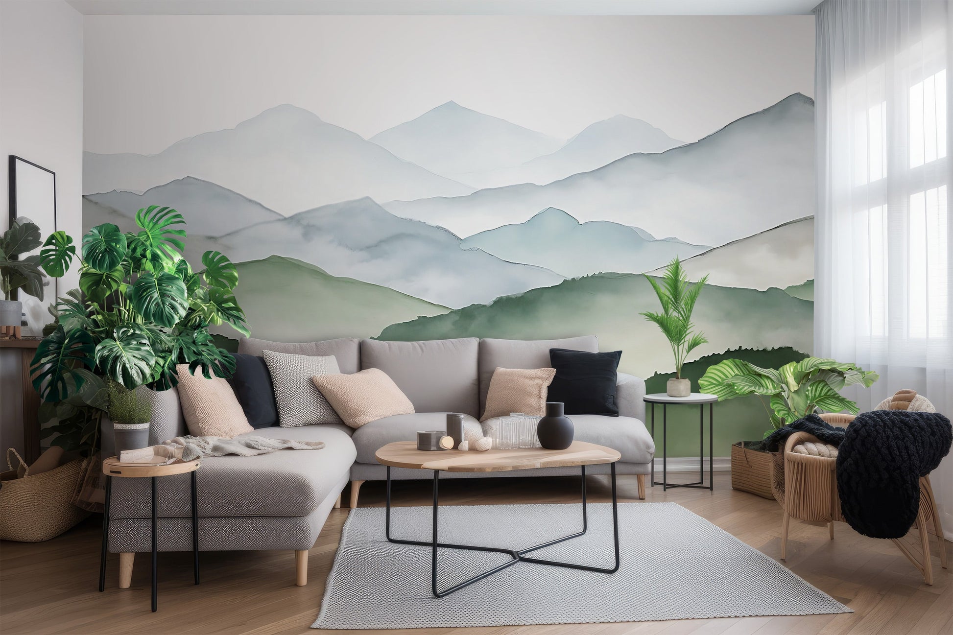 Green Hills Wall Mural for Children's Room