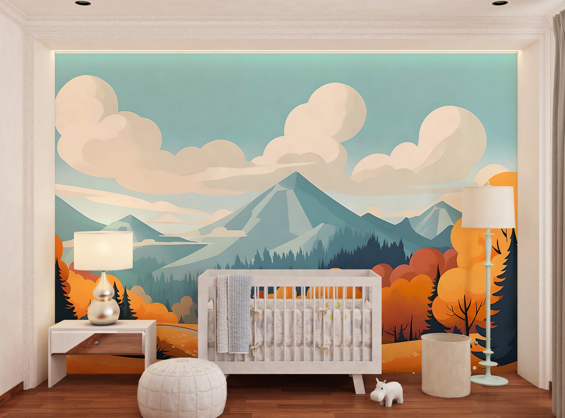 Handcrafted Colorful Fall Foliage Wall Mural