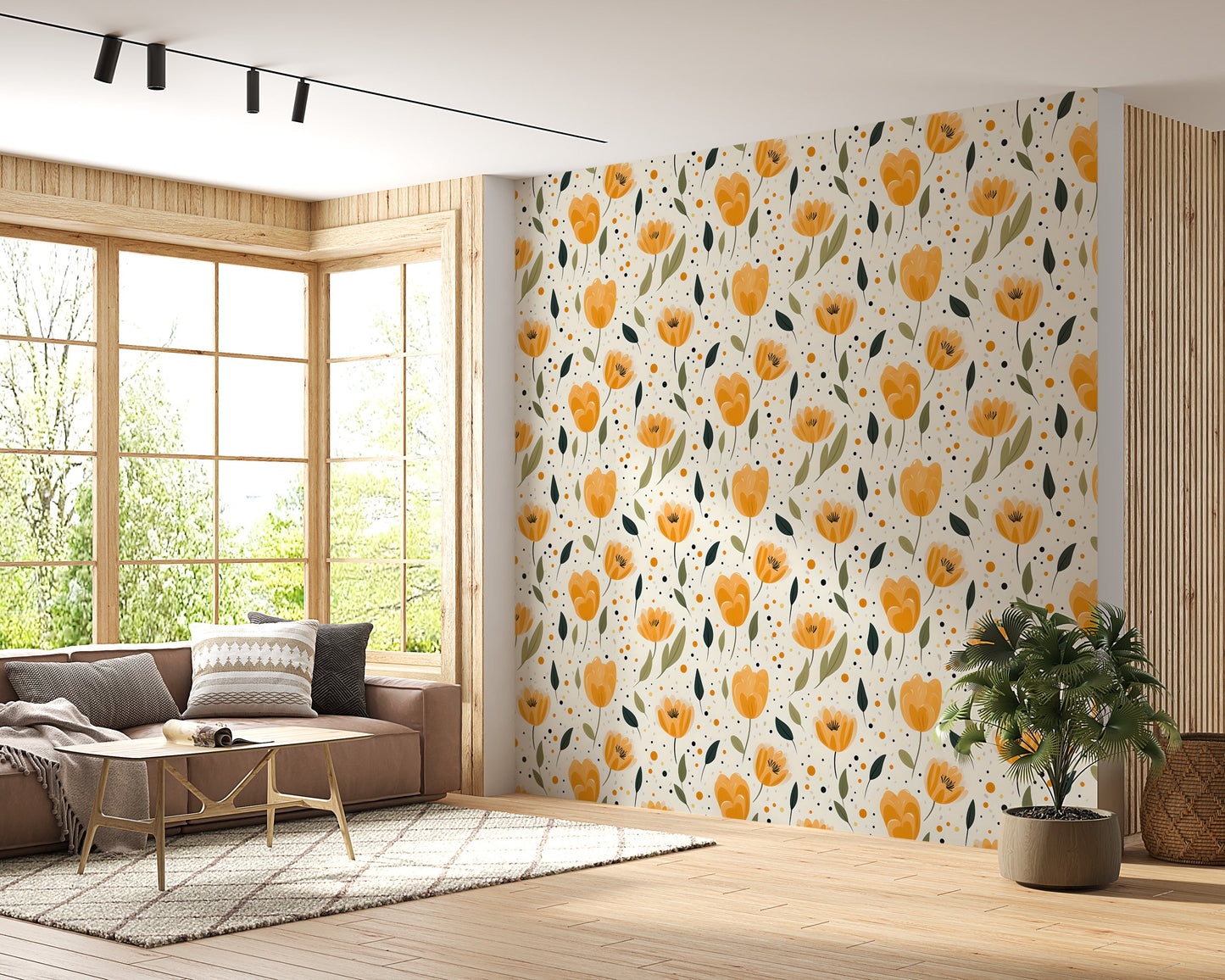 Yellow Tulip Wall Covering