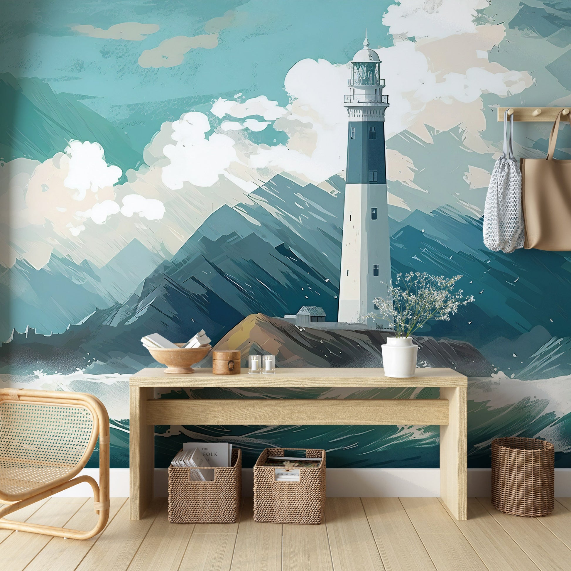 Tranquil Coastal Wallpaper Mural for Bathroom