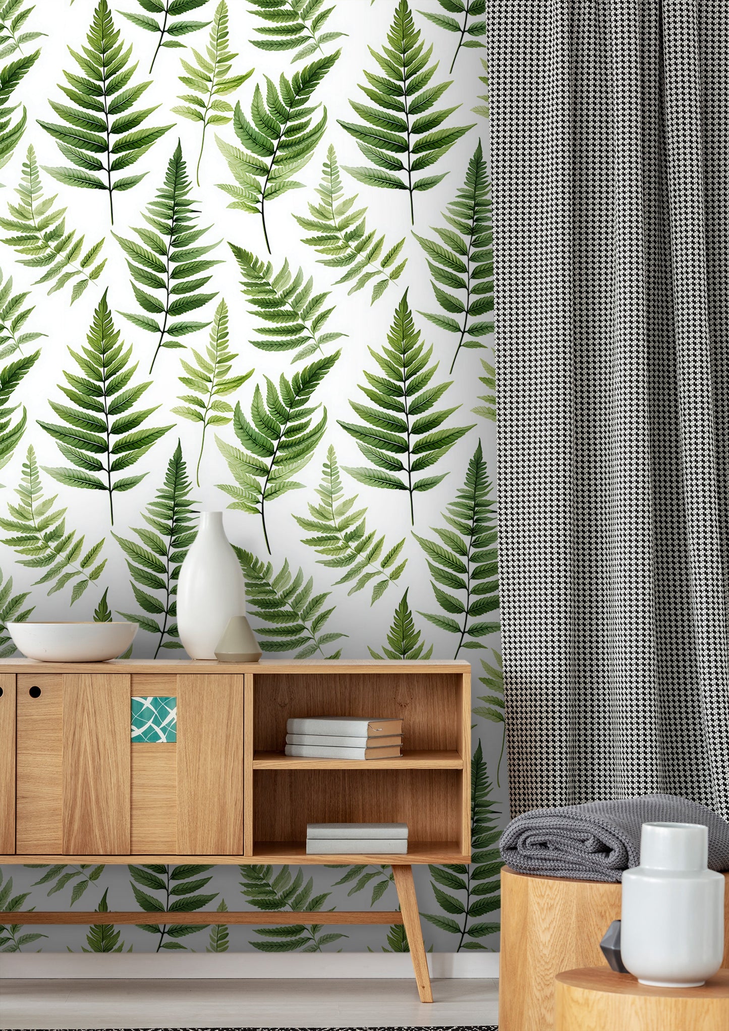 Fern Leaves Pattern Temporary Wallpaper