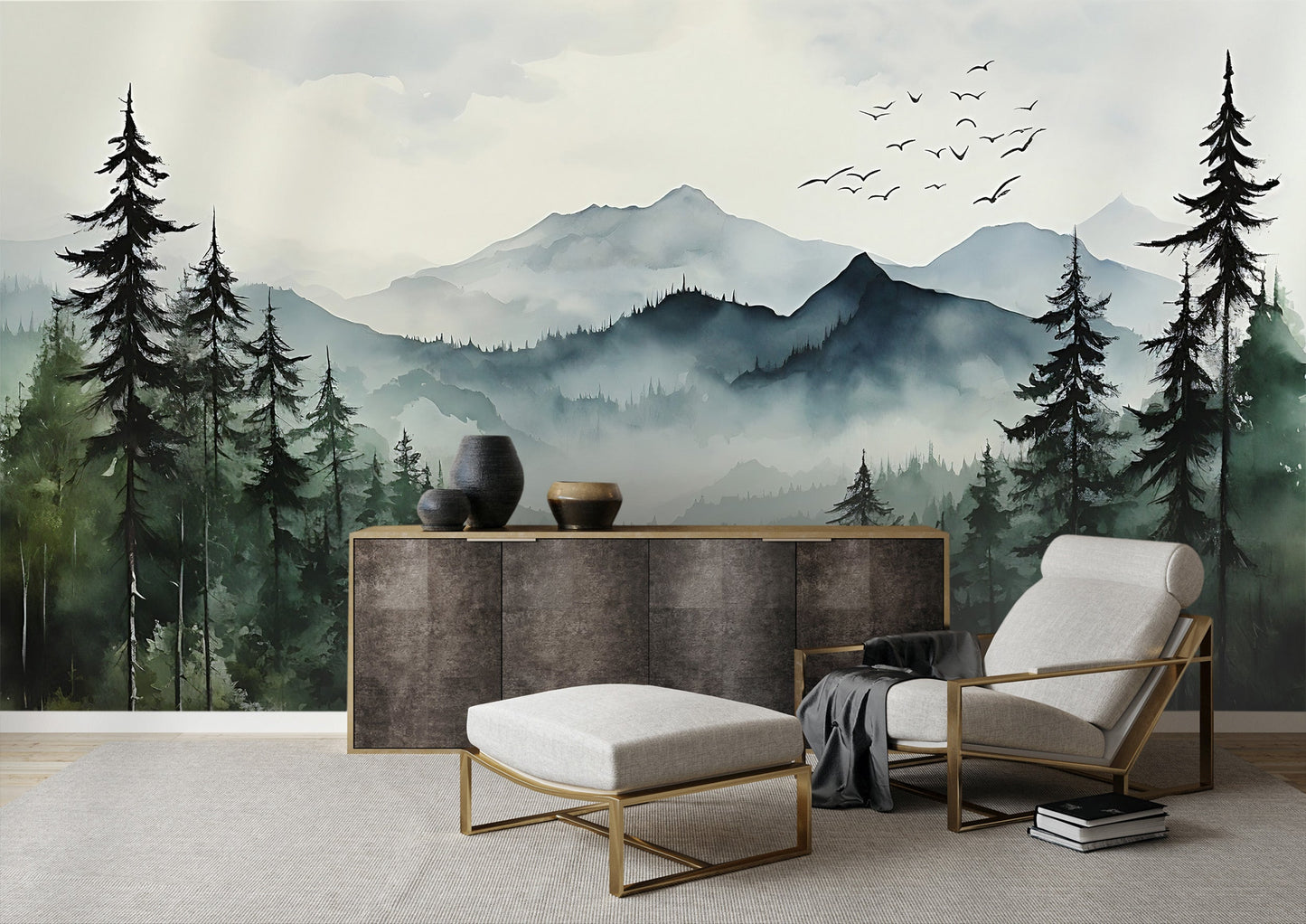 Captivating Foggy Forest Wallpaper - Nature-Inspired Design