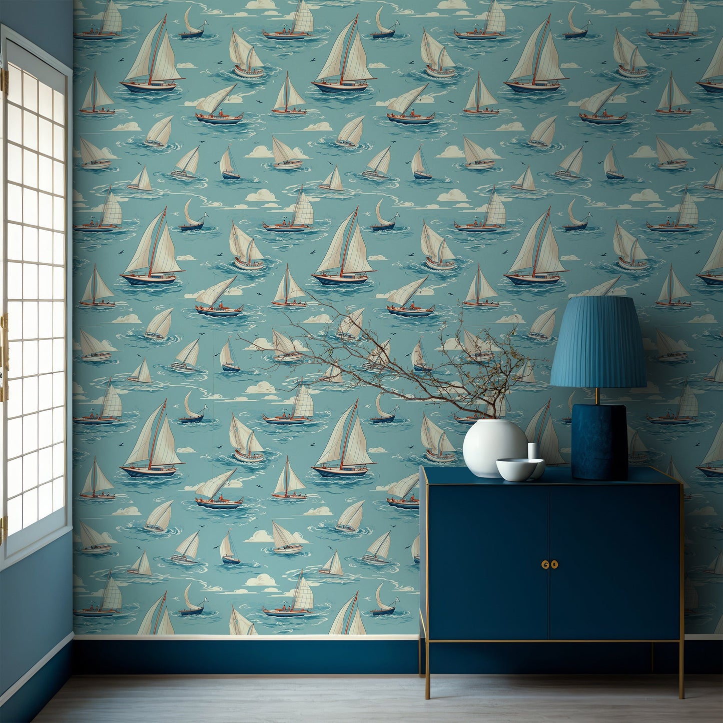Blue Boat Wallpaper