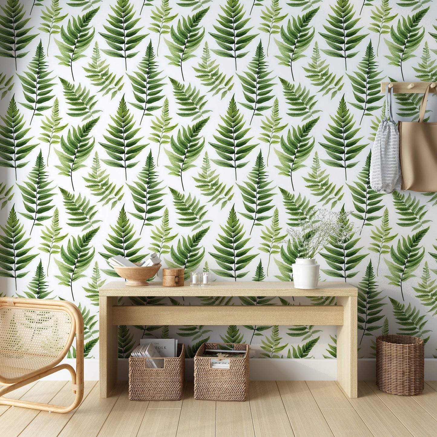Greenery Fern Botanical Peel and Stick Wallpaper