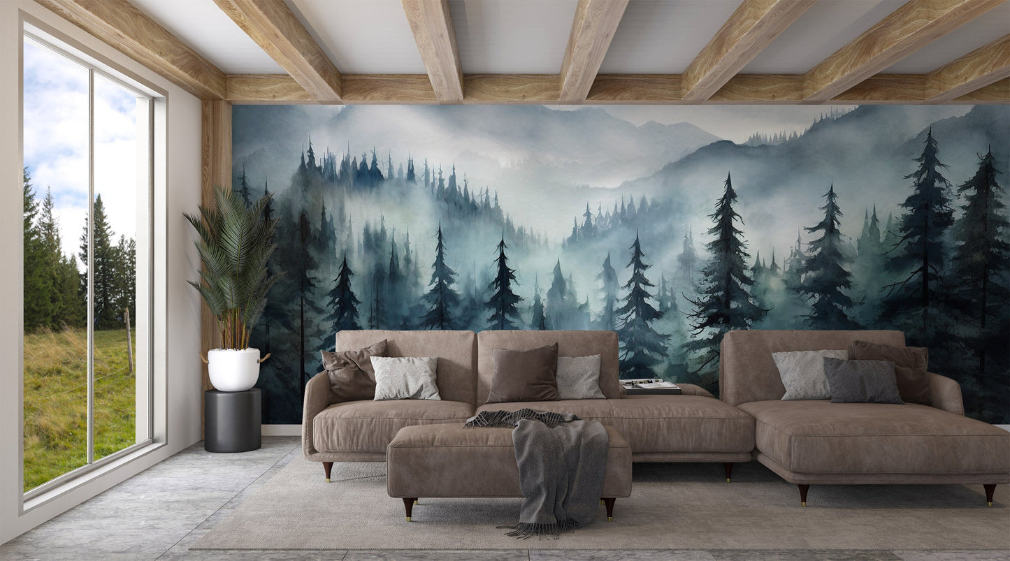 Eco-friendly PVC-Free Forest Wall Covering for Sustainable Home Decor