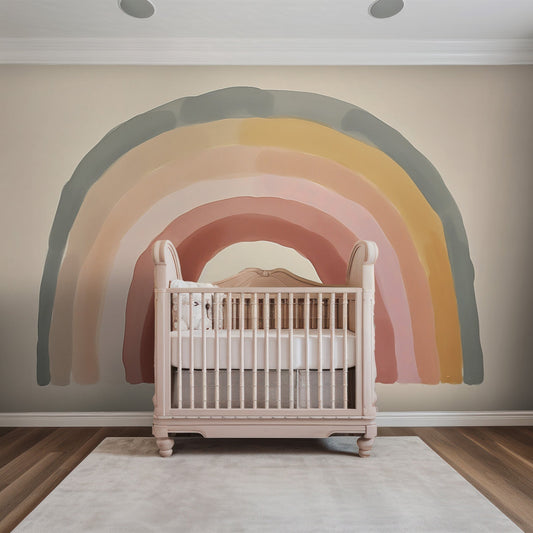 Boho Coral Peach Pink Rainbow Wall Mural