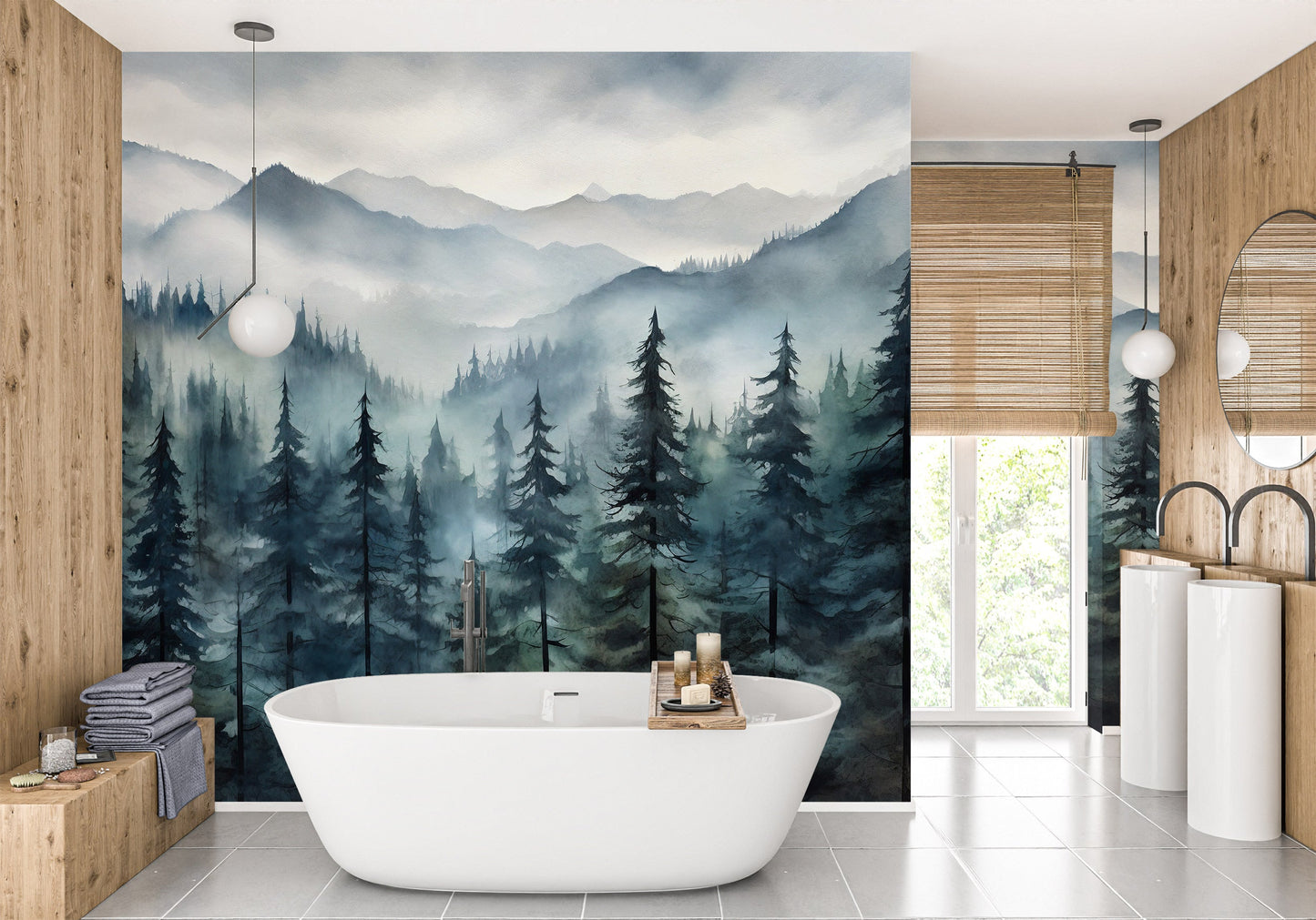Renter-Friendly Watercolor Wallpaper with Captivating Nature Design