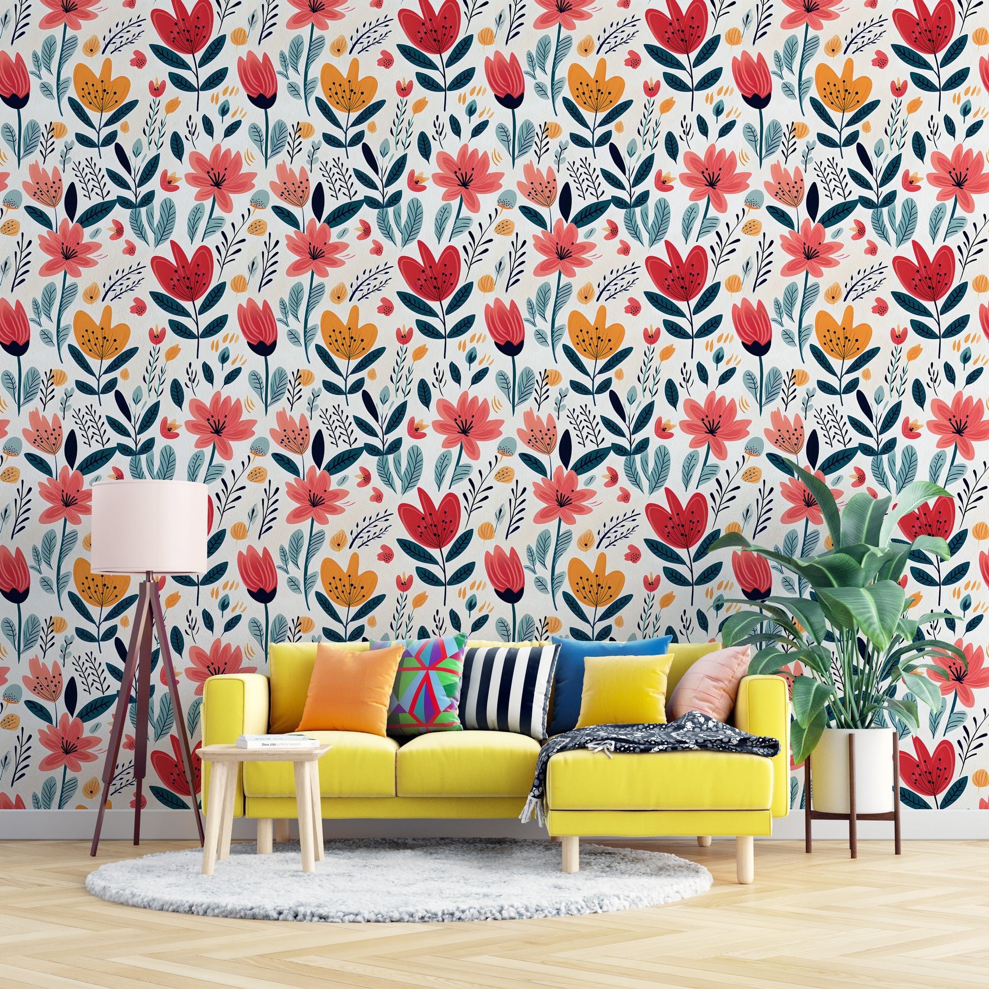 Moody Funky Floral Peel and Stick Mural