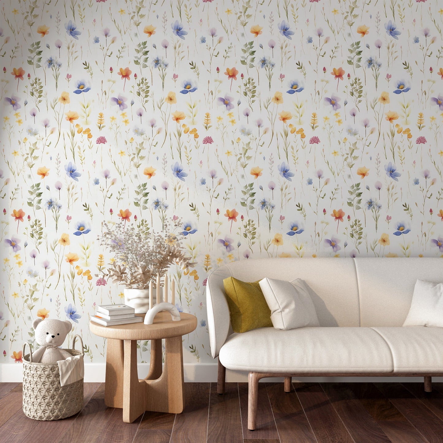 Renter Friendly Watercolor Floral Wallpaper - Effortless Elegance