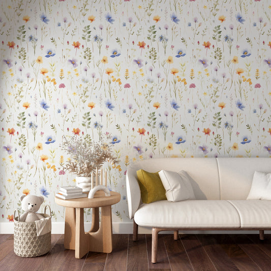 Renter Friendly Watercolor Floral Wallpaper - Effortless Elegance