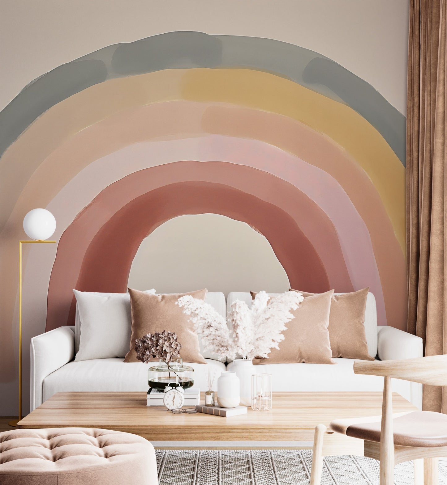 Boho Pink Rainbow Wallpaper for Bedroom