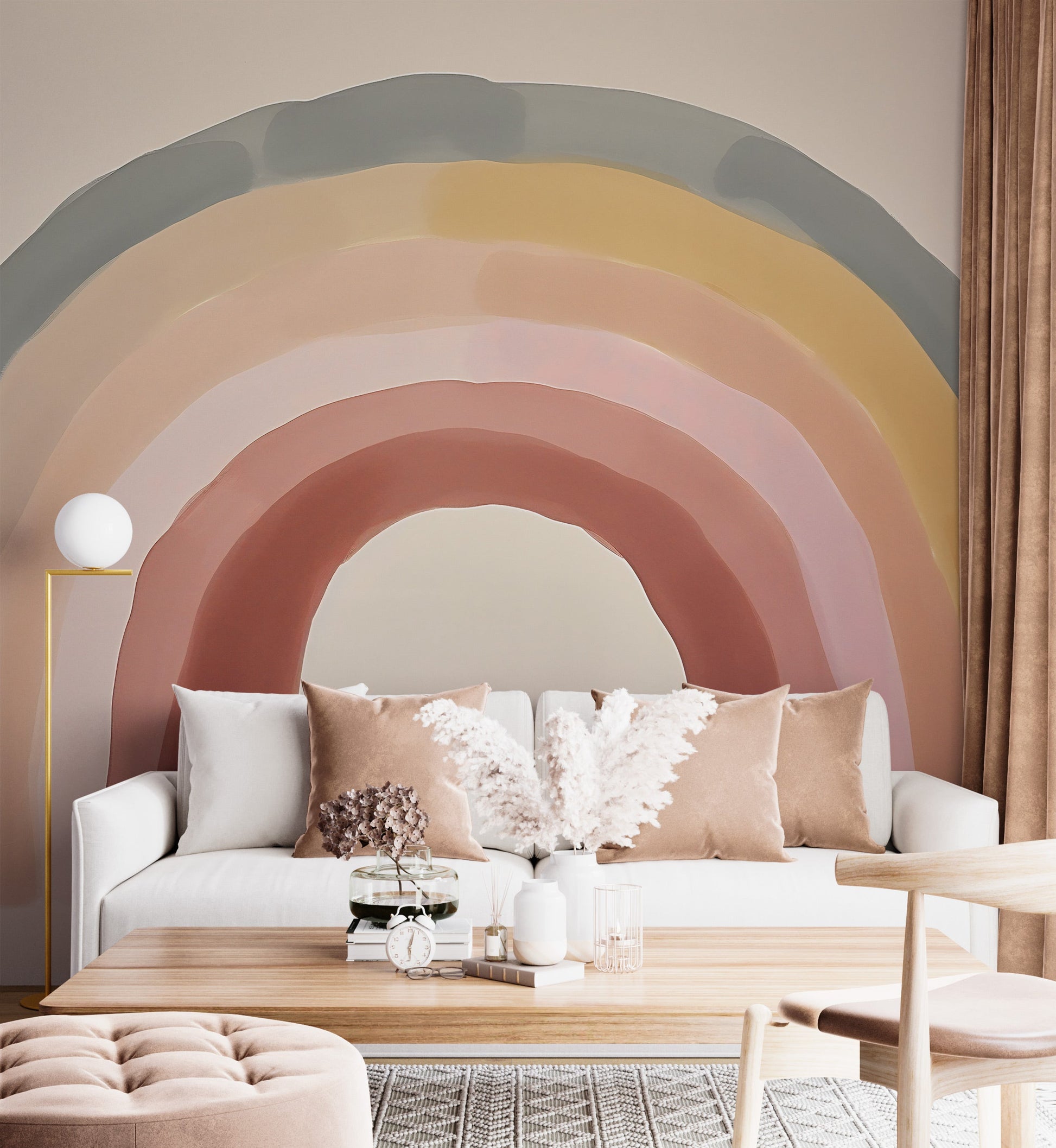 Boho Pink Rainbow Wallpaper for Bedroom