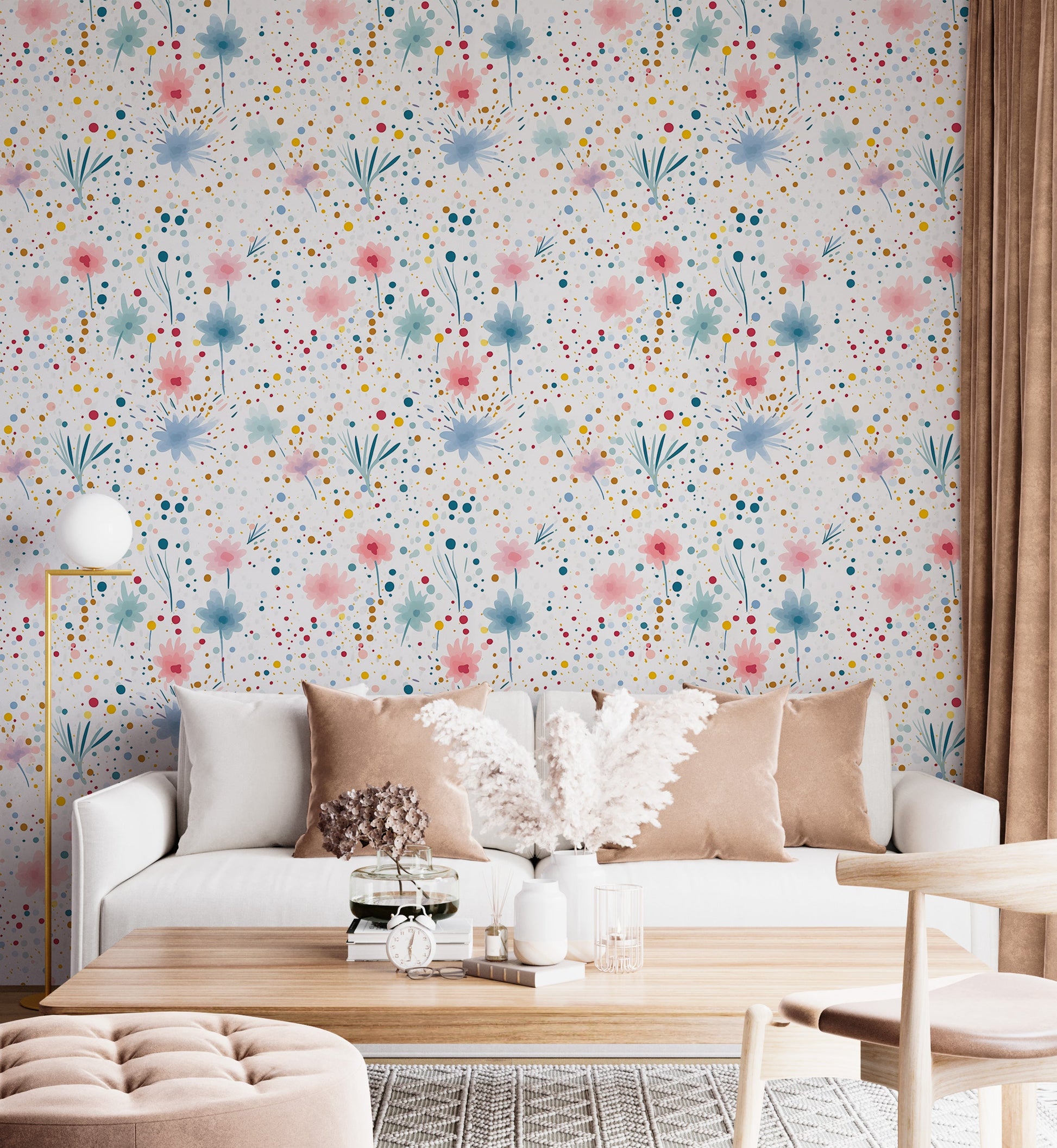 Garden Floral Pattern Wallpaper for Interiors