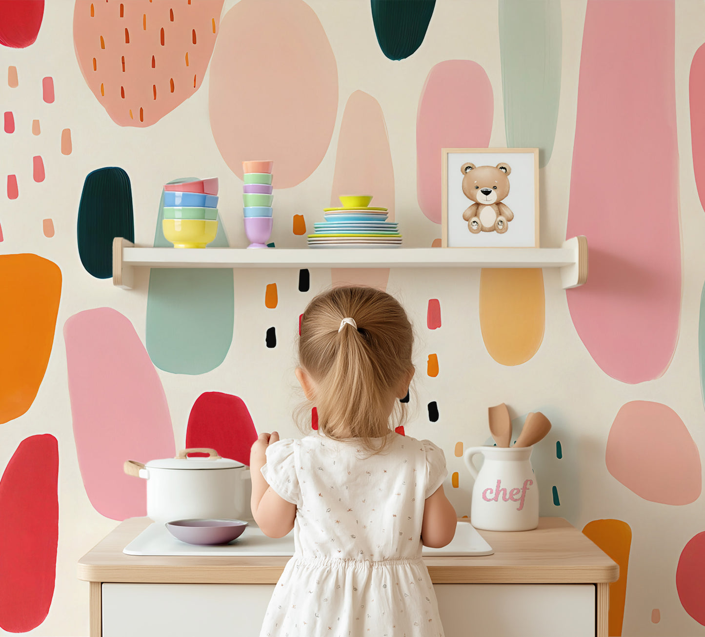 Playful Shapes Colorful Mural