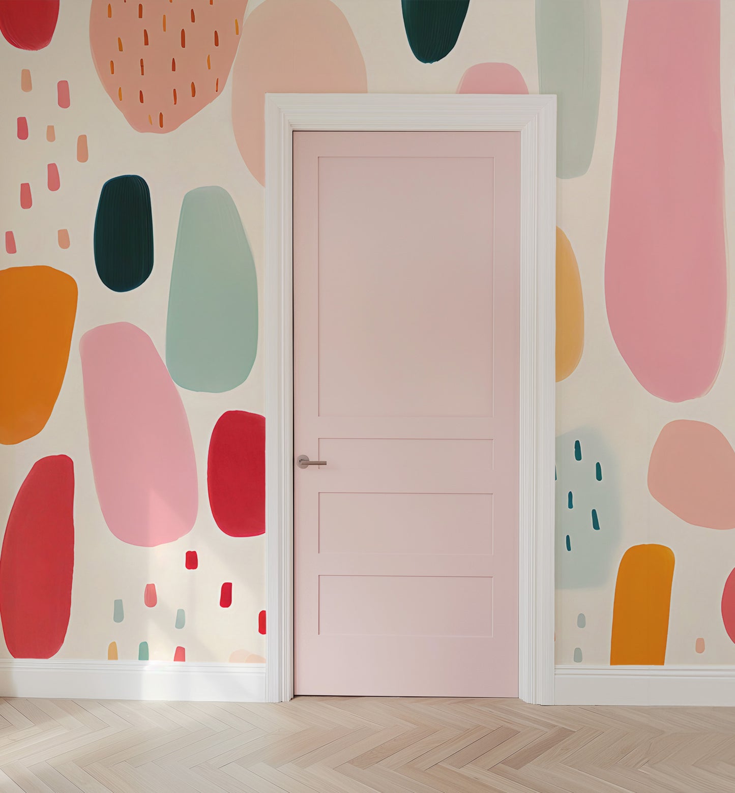 Playful Shapes Colorful Mural
