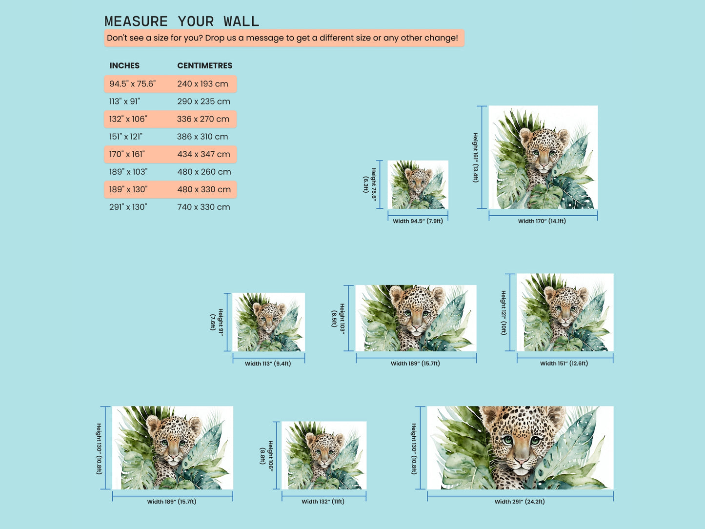 Watercolor Baby Leopard Cub Mural