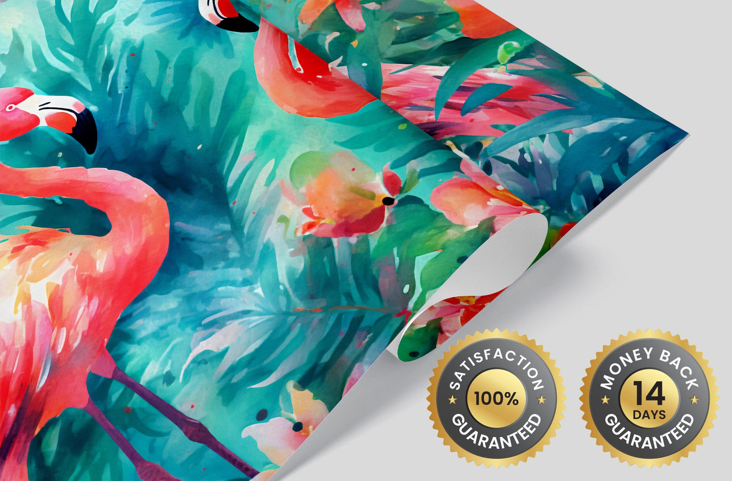 Colorful Flamingo Watercolor Painting Mural