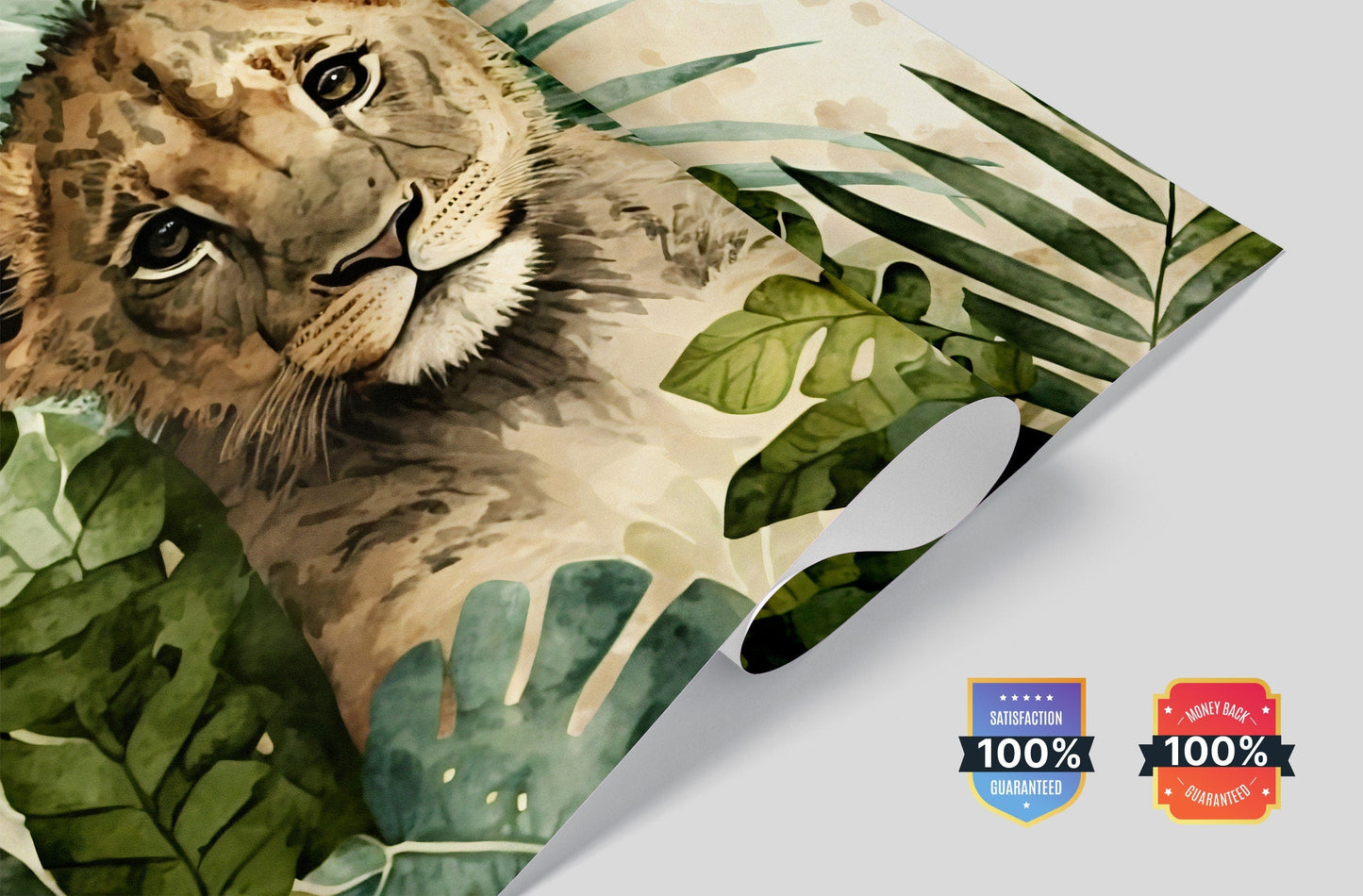 Watercolor Baby Lion Cub Mural