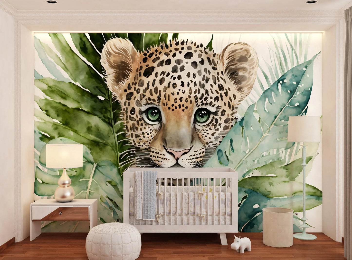 Watercolor Baby Leopard Cub Mural