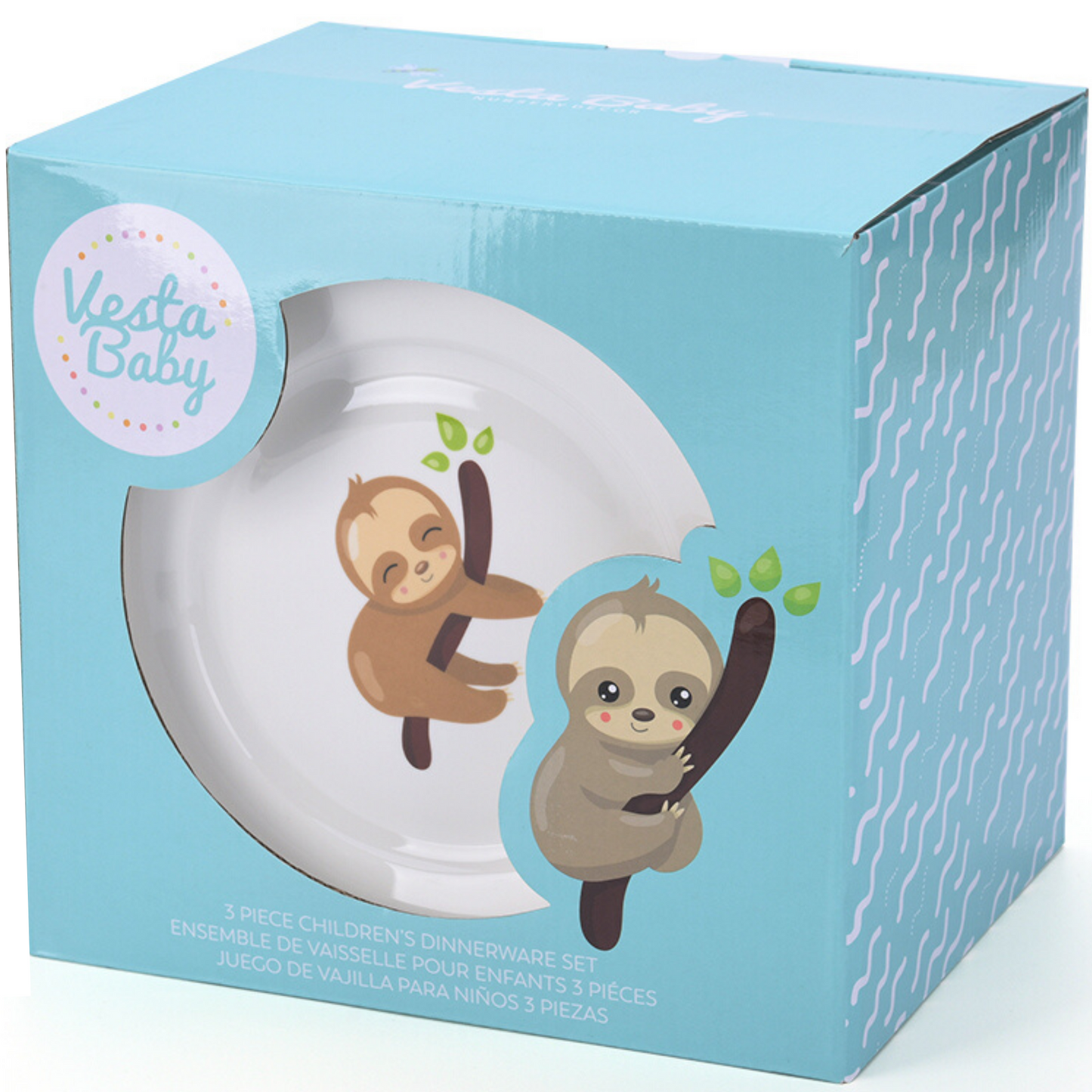 3 Piece Kids Ceramic Dinnerware Set - Sloth