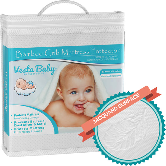 Jacquard Bamboo Crib Mattress Protector 52x28 in