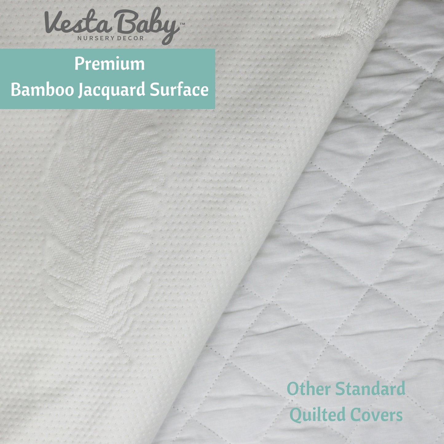 Jacquard Bamboo Crib Mattress Protector 52x28 in