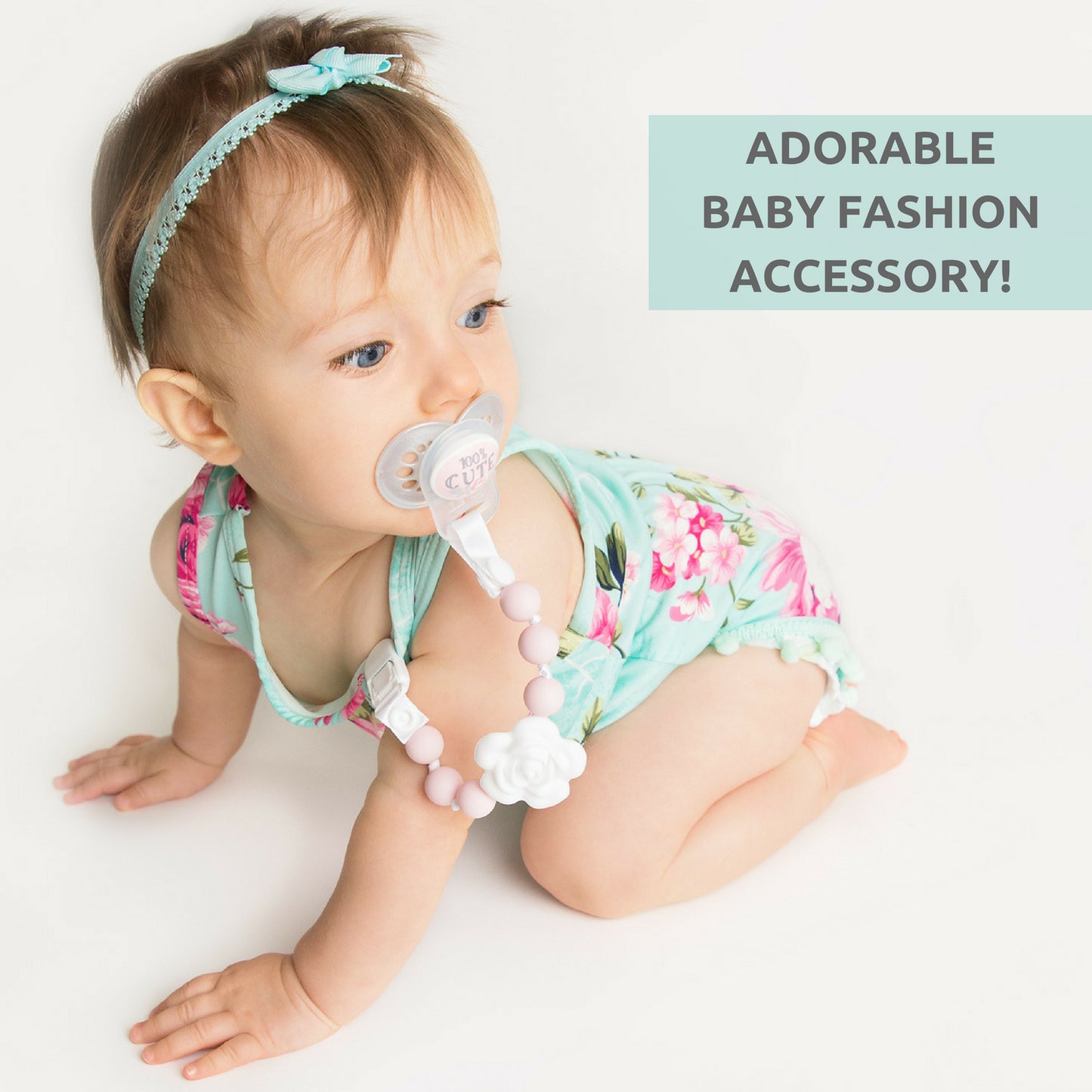 Silicone Pacifier Clip and Teether Holder Set