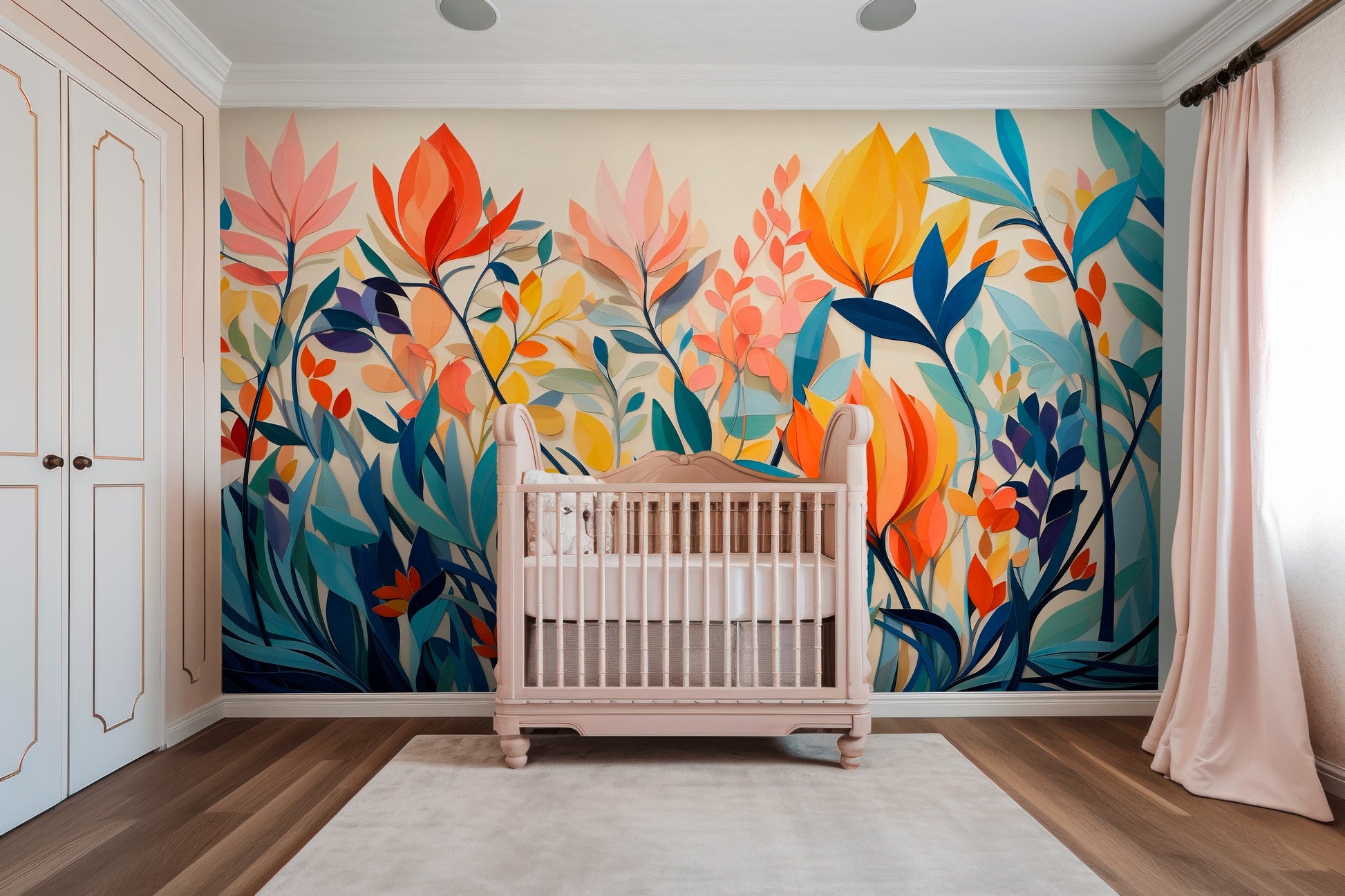 Bright Abstract Plants Wallpaper for Living Space