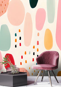 Timeless Colorful Abstract Form Mural