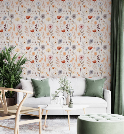 Removable Floral Pattern Wall Mural