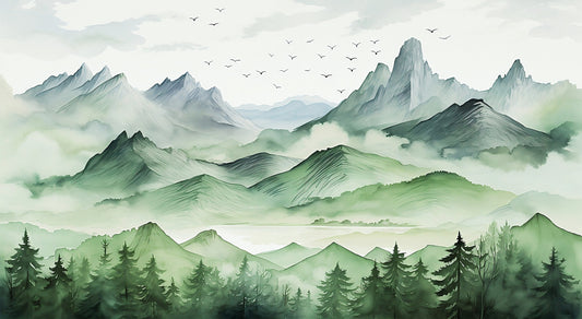 Watercolor Landscape Peel & Stick Mural