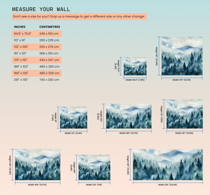 Renter-Friendly Watercolor Wallpaper with Tranquil Misty Forest Motif