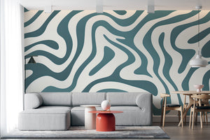 Moody Abstract Dark Green Peel and Stick Mural