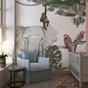 Safari Themed Peel and Stick Wallpaper for Playful Nursery Decor