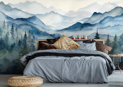 Renter-Friendly Pine Tree Wall Covering in Peel and Stick Format for Hassle-Free Application